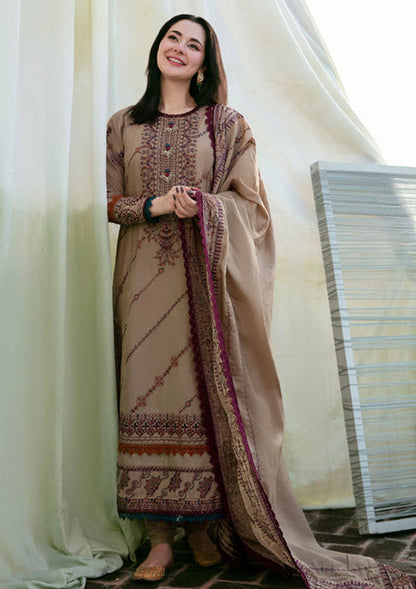 Florent - 3 Pcs Embroidered Dhanak Suit - Ivory | Unstitched Winter Collection