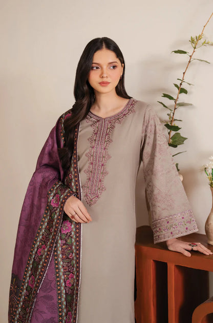 Premium 3 Pcs Dhanak Embroidered Suit | Luxury Winter Collection