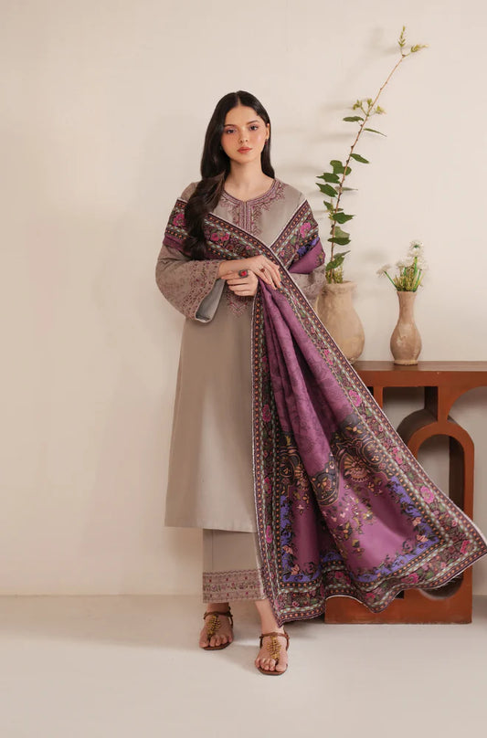 Premium 3 Pcs Dhanak Embroidered Suit | Luxury Winter Collection