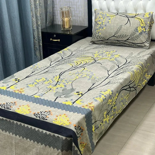 Bedspread with floral pattern on a bed in a bedroom setting