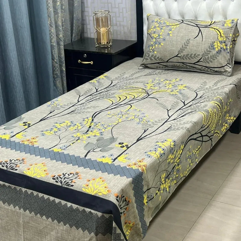 Bedspread with floral pattern on a bed in a bedroom setting