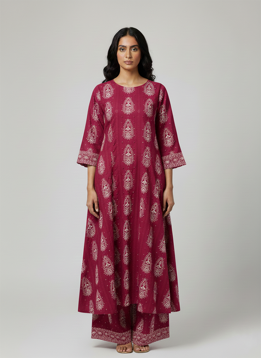 2 Pcs Women's Unstitched Chikankari Embroidered Suit