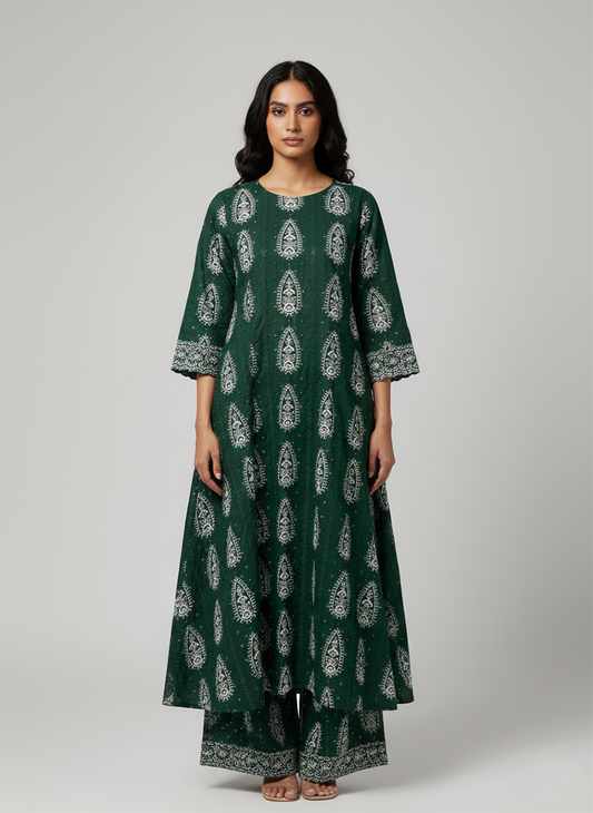 2 Pcs Women's Unstitched Chikankari Embroidered Suit