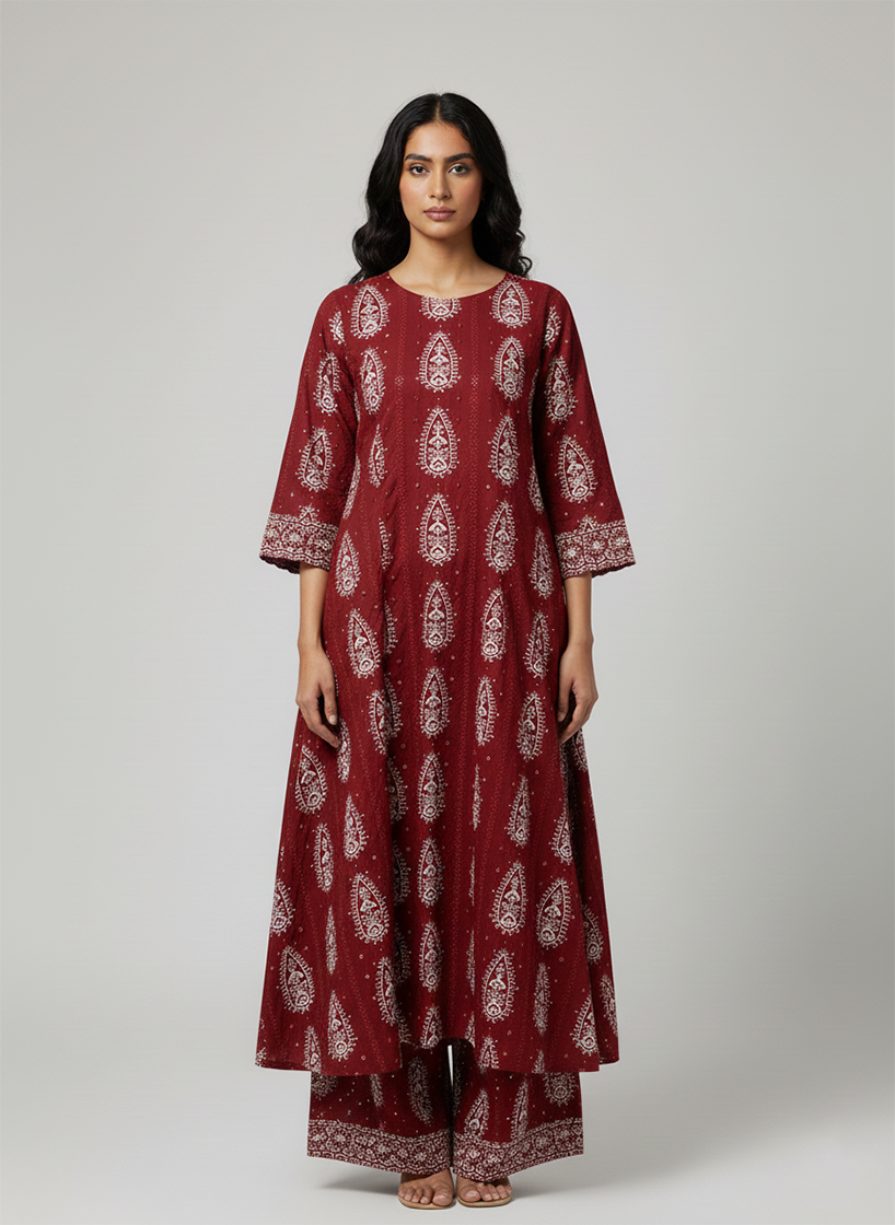 2 Pcs Women's Unstitched Chikankari Embroidered Suit