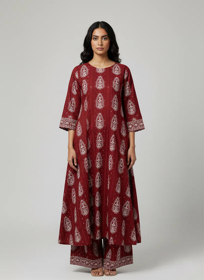 2 Pcs Women's Unstitched Chikankari Embroidered Suit