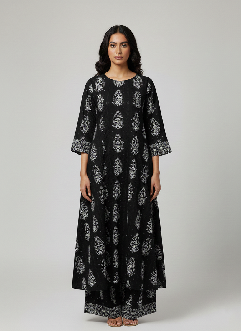 2 Pcs Women's Unstitched Chikankari Embroidered Suit