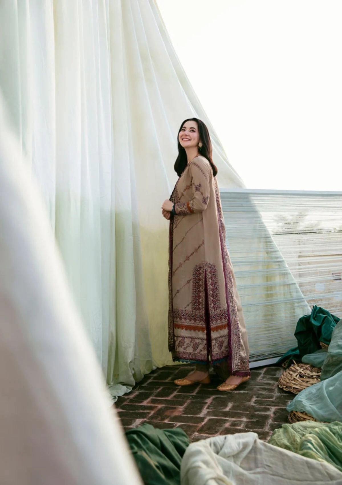 Florent - 3 Pcs Embroidered Dhanak Suit - Ivory | Unstitched Winter Collection