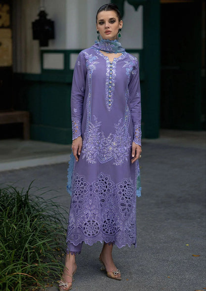 MUSHQ Orient Express - 3 Pcs Dhanak Embroidered Suit - Blue | Luxury Winter Collection