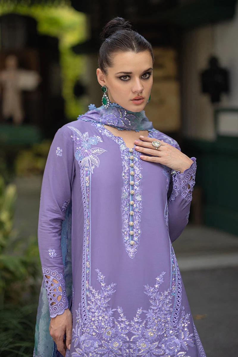 MUSHQ Orient Express - 3 Pcs Dhanak Embroidered Suit - Blue | Luxury Winter Collection