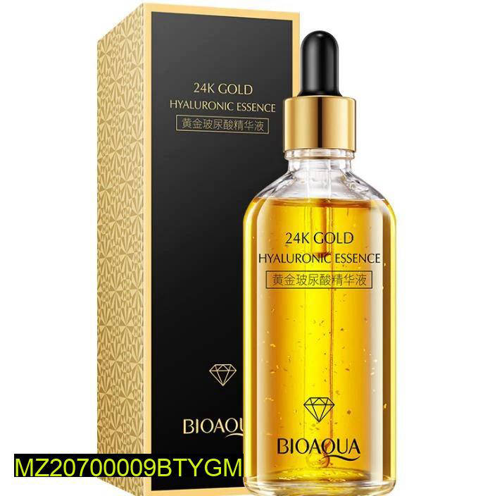 BIOAQUA 24K Gold Hyaluronic Essence bottle and packaging on a white background