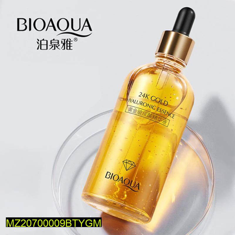 BIOAQUA 24K Gold Hyaluronic Essence bottle on a white background