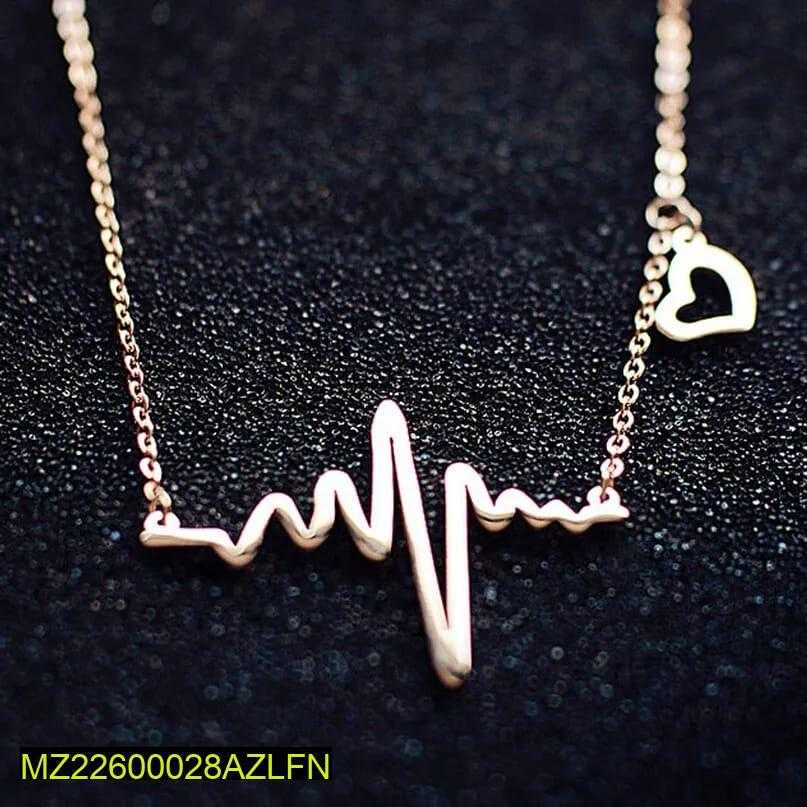Necklace with a heart rate design on a dark background