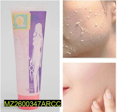 Product packaging of 'The Body' with close-up images of skin texture and a hand