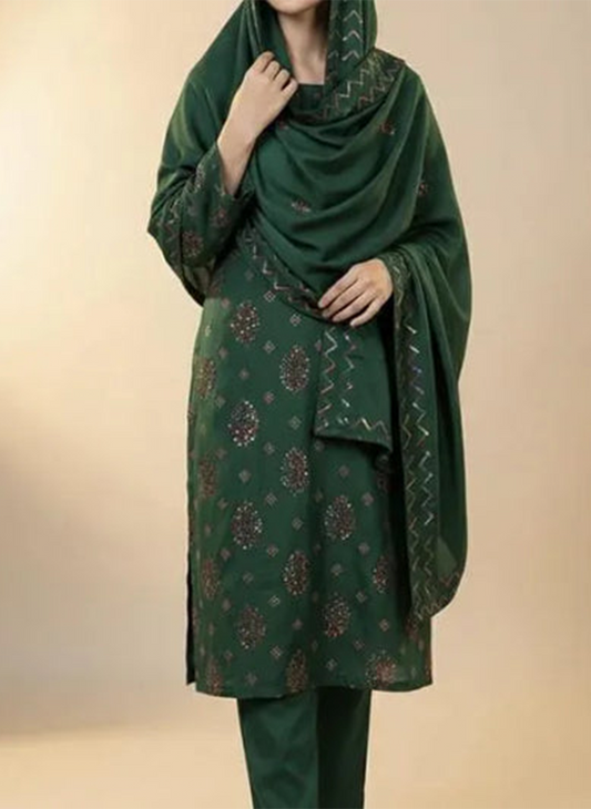 Premium Embroidered 3-Piece Unstitched Suit - 6 Colors Available