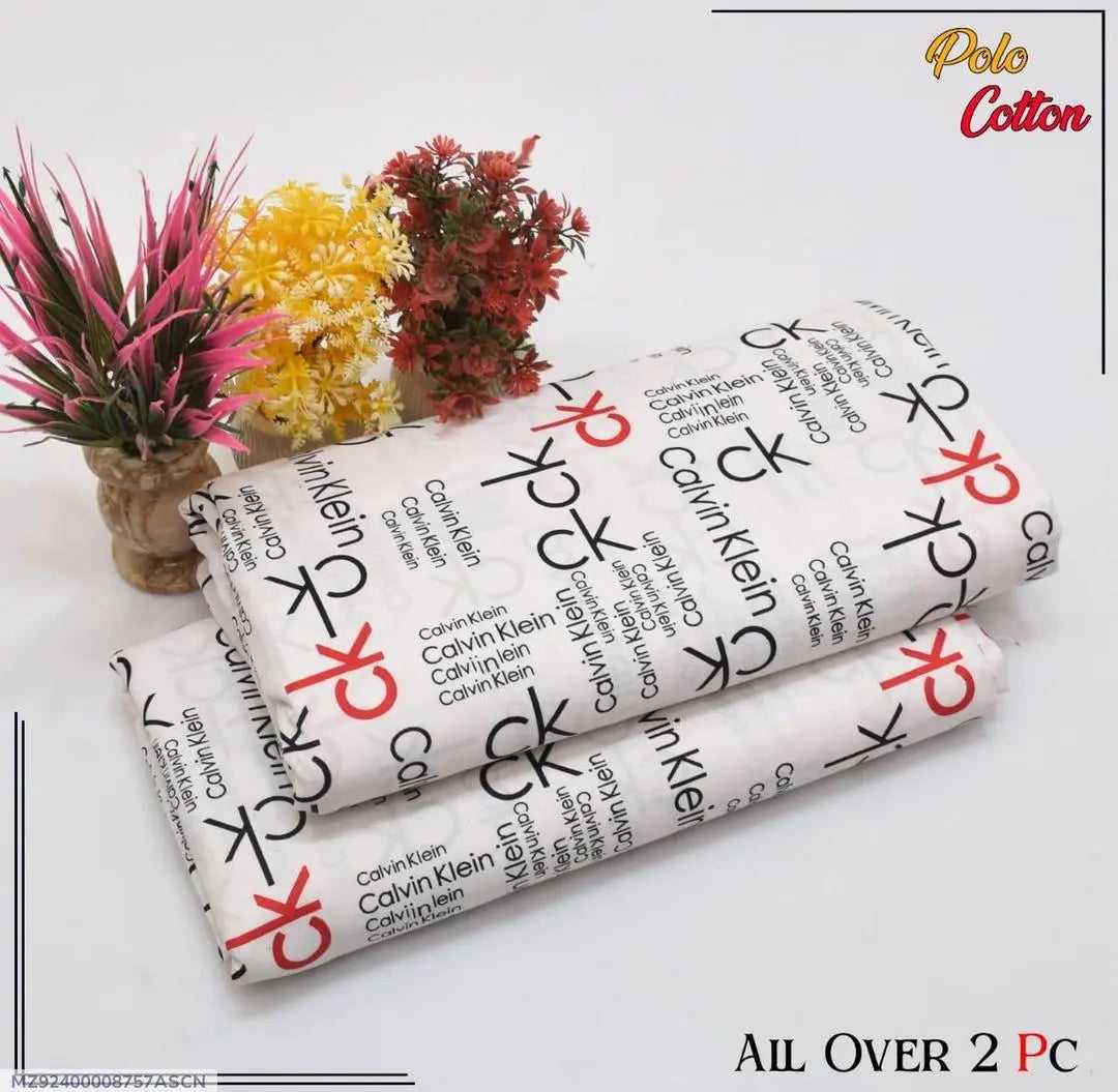 Calvin Klein fabric rolls with flowers on a white background