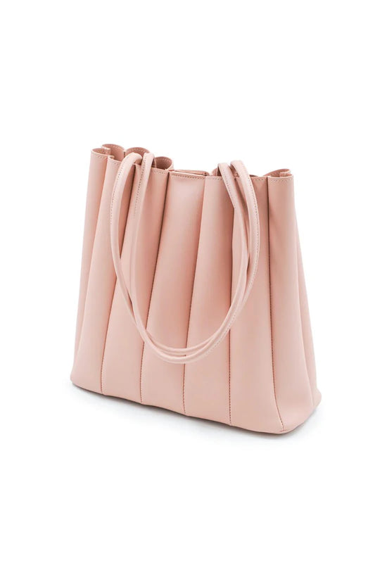 Women's PU Leather Plain Shoulder Bag - Pink | 2 Pcs Set