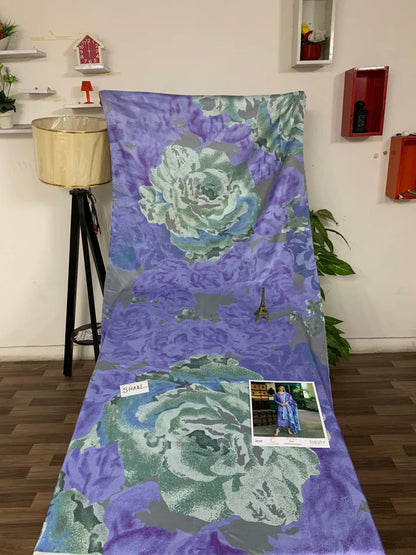 MUSHQ Orient Express - 3 Pcs Dhanak Embroidered Suit - Blue | Luxury Winter Collection